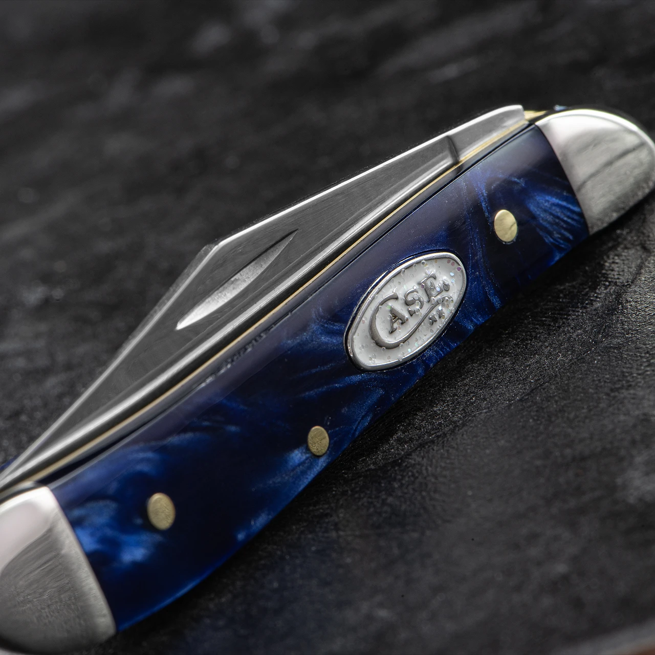 Case Peanut Blue Pearl Folding Knife 3 Case Peanut Blue Pearl Folding Knife